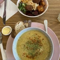 Soup of the day (lentil) and Buddha bowl   at Vibes in Dorchester