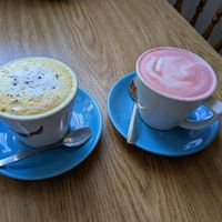 Turmeric and beetroot lattes at Vibes in Dorchester
