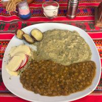 Main dish from the menu of the day at Govinda's in La Paz