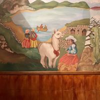 Murals on the way in  at Govinda's in La Paz