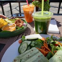 "Ginger snap" and "Orange you glad I said carrot" at Pure Juice & Smoothie Lounge in Concord