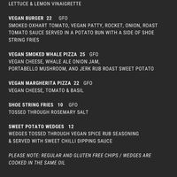 The vegan section in the new menu at Murray's Brewery in Bobs Farm