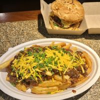 Chili cheese fries & steakhouse burger   at PLNT Burger in Alexandria