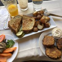 Pate, Reuben, latkes  at Sacred Chow in New York City