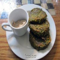 Baby Root Vegetable Latkes (pancakes) (lat-kuhs) w/indonesian at Sacred Chow in New York City