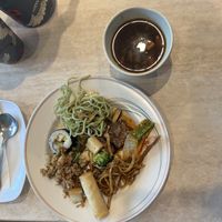 one of everything from the buffet- highlight was the garlic eggplant and the green beans.   at Trendy Vegan in Houston