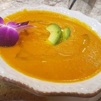 Vegan Tomato Carrot Soup at Harvest Kitchen & Bakery in Katy