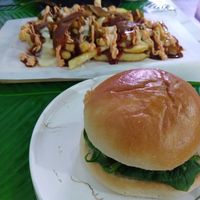 Vegan chicken burger and loaded fries at MAAD in South West London