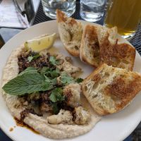 Garden Party special, butter bean puree with cauliflower and garam masala. Amazing 🤩 at Otherlands Beer in Bellingham