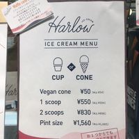 Clearly labeled vegan cone   at Harlow Ice Cream in Tokyo
