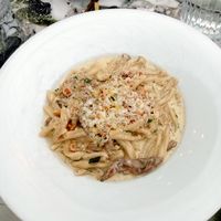 Vegan creamy mushroom pasta at 8 at Trinity in Morisset Park