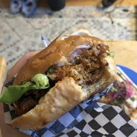 One of their chicken burgers  at Burger Fiancé in Montreal