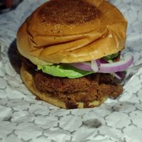 Chickn burger (shittake mushroom protein) at Burger Fiancé in Montreal