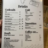 Drinks menu  at Burger Fiancé in Montreal