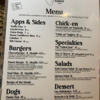 Food menu  at Burger Fiancé in Montreal