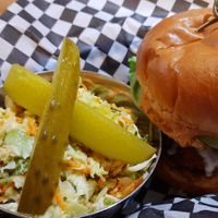 Fŕied chick-en sandwich at Burger Fiancé in Montreal