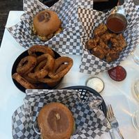 Burgers, onion rings & cauliflower bites  at Burger Fiancé in Montreal