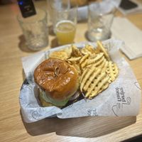 Waffle fries and double impossible cheese  at Burger Fiancé in Montreal