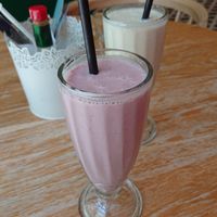 Strawberry milkshake at Burger Fiancé in Montreal