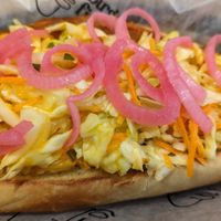 Classic hot dog at Burger Fiancé in Montreal
