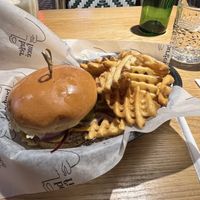 Cheezeburger and waffle friess  at Burger Fiancé in Montreal
