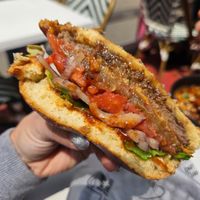 The old school burger (delicious) at Burger Fiancé in Montreal