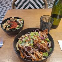 Fiancé poutine and caesar salad at Burger Fiancé in Montreal