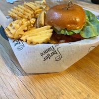 Spicy Chicken & waffle fries   at Burger Fiancé in Montreal