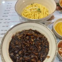 Lotus root jjajang noodle. The texture is fun  at Hwang-Geumlyong 황금룡 in Seoul