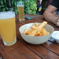 Chips with vegan aioli at Hone's Garden in Northland