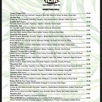 Vegan rolls listed with ingredients   at iEat in Johnson City
