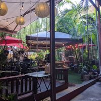 Courtyard was peaceful and even dry during the afternoon rain. at Olay's Thai Lao Cuisine in Honolulu