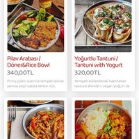 Part of the menu (available via QR code)  at TURP in Istanbul