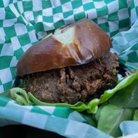 Spicy chickn sandwich (fried) at Karelyns Vegan Soul Café in Orlando