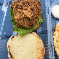 Closer image of vegan chickn sandwich at Karelyns Vegan Soul Café in Orlando