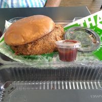 Vegan chicken sandwich at Karelyn's Soul Vegan Cafe. at Karelyns Vegan Soul Café in Orlando