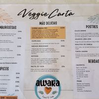Menu as of May 2024. at Awara Food and Love in Cundinamarca