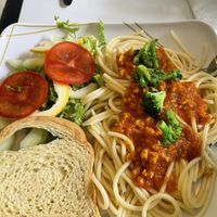 Pasta a la boloñesa con soya texturisada  at Awara Food and Love in Cundinamarca