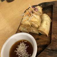 Vegan spring rolls with dipping sauce   at Vietnamese Foodies in Dubai