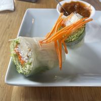 Tofu salad rolls with peanut sauce. 2 rolls cut in half (forgot photo and already ate some)  at PDX Thai Dining in Portland