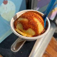 Mango sorbet with chilli lime sauce   at Wild Scoops - Downtown in Anchorage