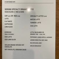 Coffee Menu at Cultivate & Co in Eumundi