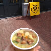 Delicious vegan asparagus soup at Dagger Coffee in Utrecht