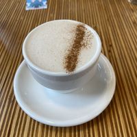 Chai latte with oatmilk: tasty, but smaller portion than I’m used to.  at Dagger Coffee in Utrecht