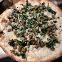 Delicious vegan sausage pie  at Bramalo Pizzeria & Restaurant in Bellmore