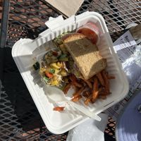 Stuffed avocado & chickpea sandwich     at Cafe Metropole in Santa Catalina Island