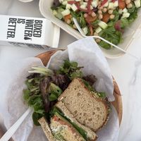 Chickpea salad sandwich and Mediterranean salad with balsamic vinaigrette   at Cafe Metropole in Santa Catalina Island