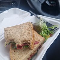 Beautiful vegan BLT sandwich, was warm and fresh at Castaways Tea Shop in Seaton Sluice