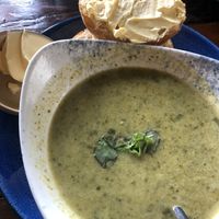 Soup and vegan spread  at Castaways Tea Shop in Seaton Sluice