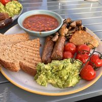 Full english breakfast vegan   at Castaways Tea Shop in Seaton Sluice